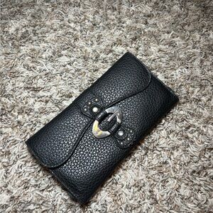 Vintage Y2K 2000s Guess Black Pebbled Leather Clutch Wallet